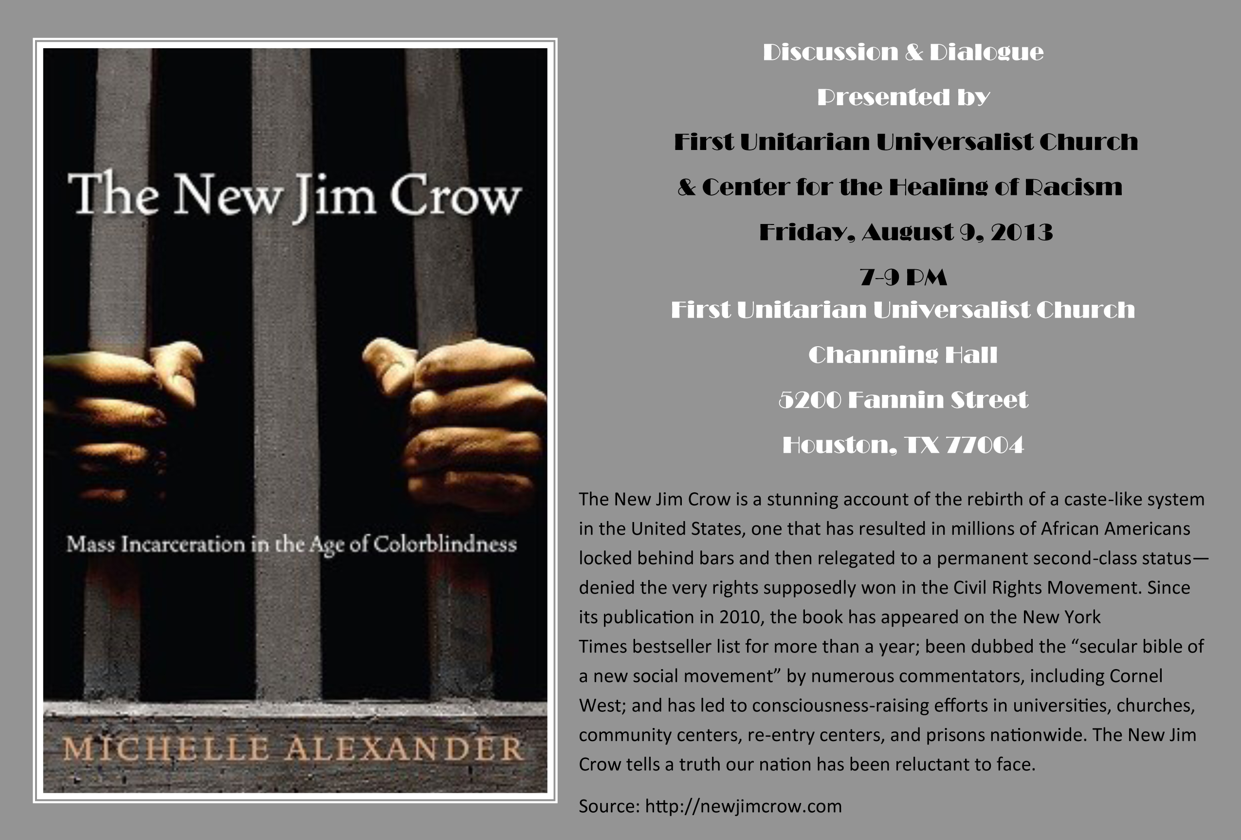 Jim Crow-Mass Incarceration Flier